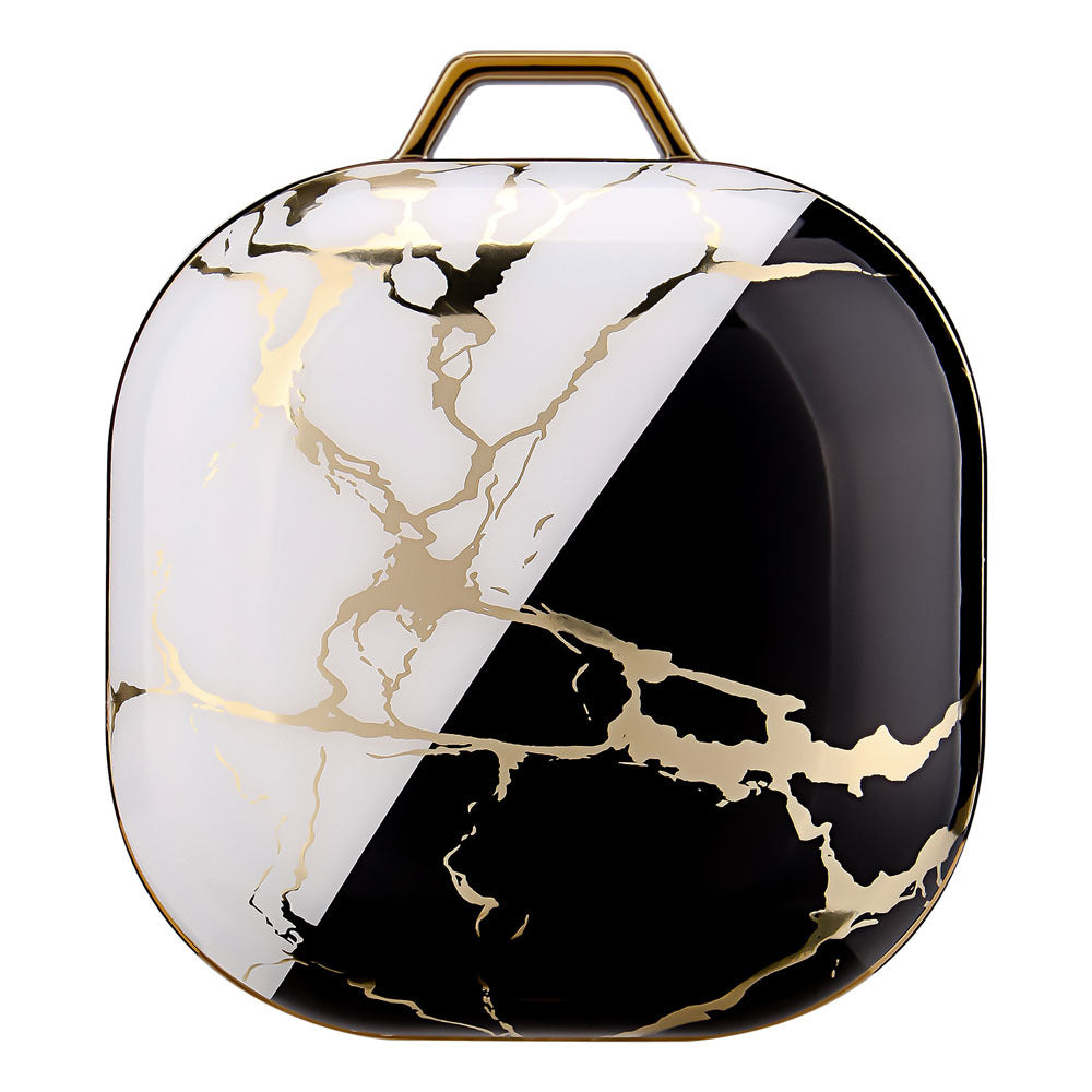 HKM-993939 Green Gold Marble IMD Case for Samsung Buds Live/Pro - Electroplating Hard Shell, Drop-Proof and Dirt-Resistant