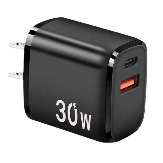 HKM-994067 Dual-Port USB Type-C Quick Charge Wall Plug in White and Black