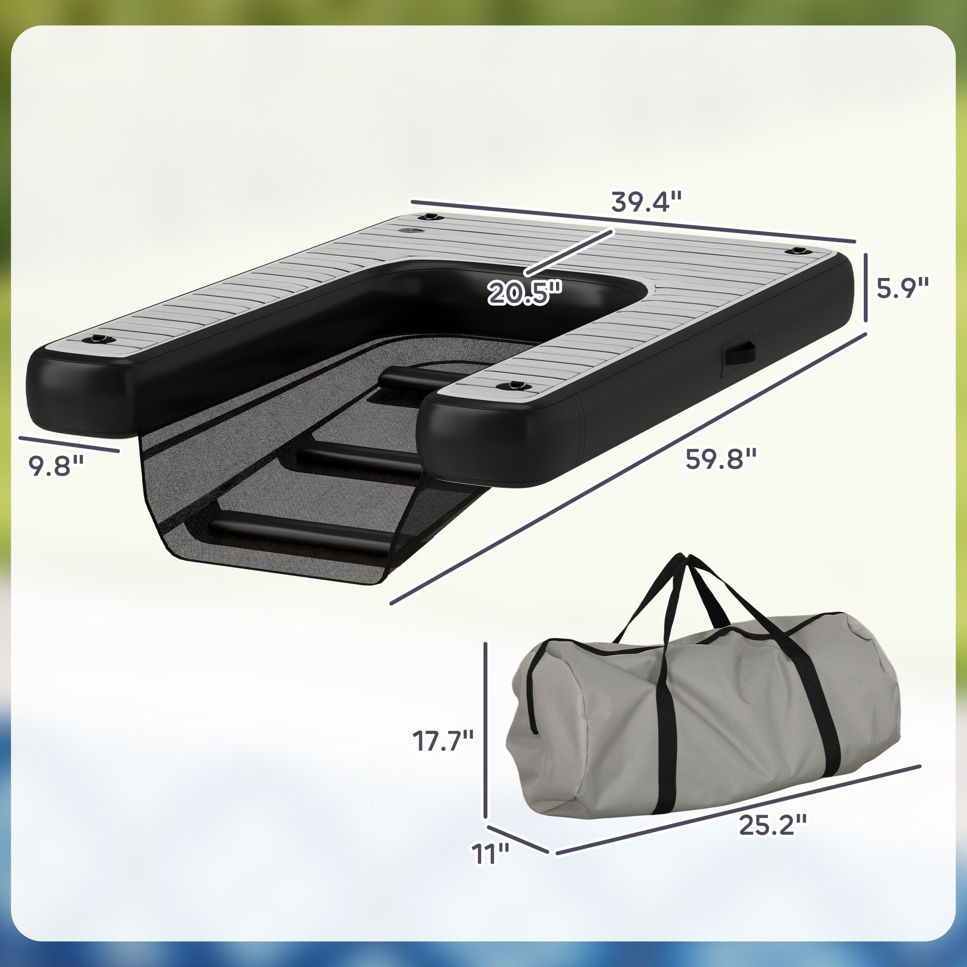 HKM-9940925 Inflatable Dog Boat Ramp for Easy Water Access, Non-Slip Design, Maximum Load 286 lbs