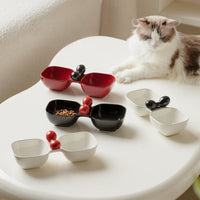 HKM-9941437 Ceramic Dual Pet Bowl Set for Dogs and Cats - Food and Water Bowls with 250ml Capacity