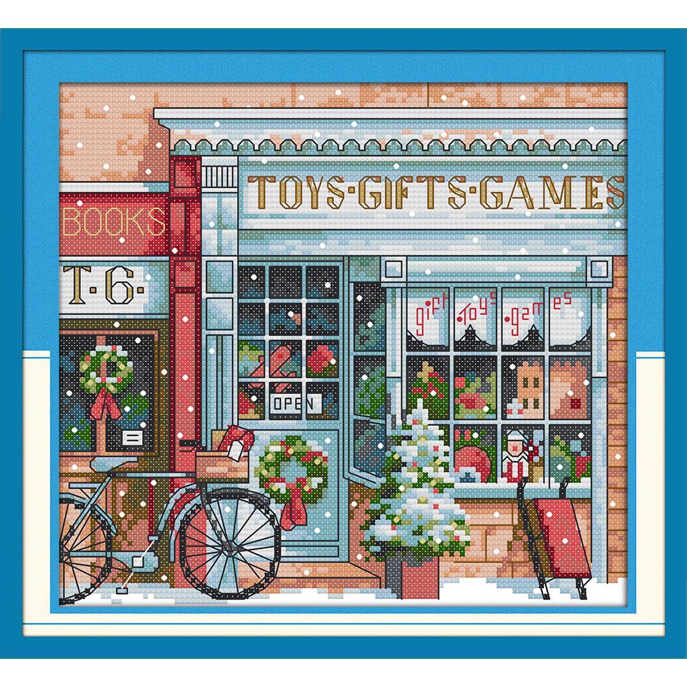 HKM-994195 Christmas Cartoon-Themed Cross Stitch Kit - 11CT/14CT Fabric, Single Face Design