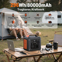 HKM-994259 Portable Solar Power Station 296Wh with 300W Output for Camping, Travel, and Emergency Use