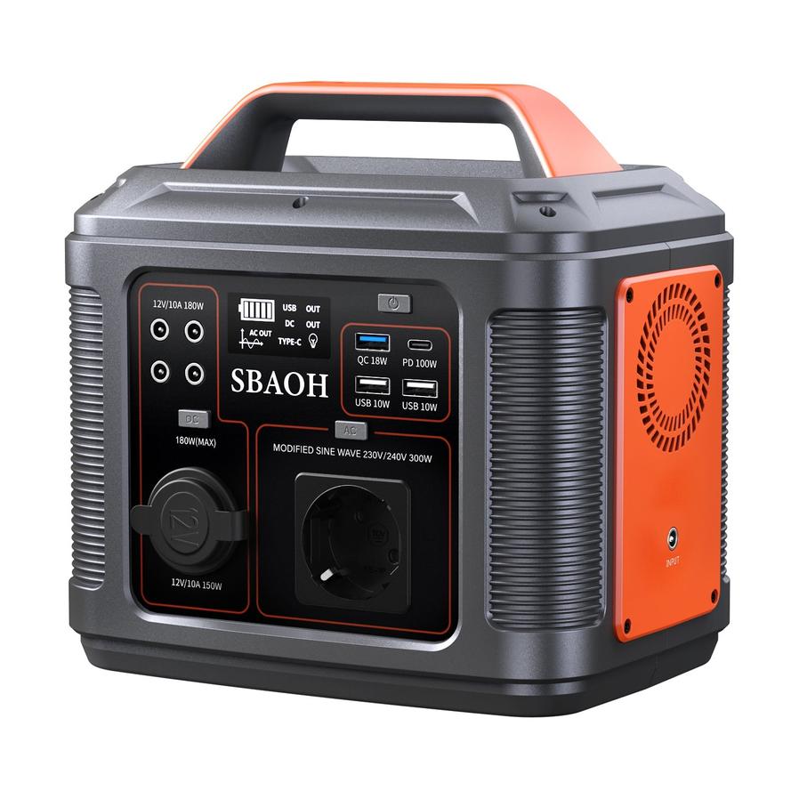 HKM-994259 Portable Solar Power Station 296Wh with 300W Output for Camping, Travel, and Emergency Use