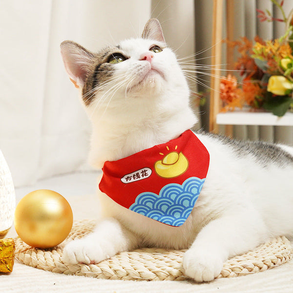 HKM-9942845 Adjustable Triangular Pet Scarf Bib with Colorful Patterns, Suitable for All Seasons and Holidays