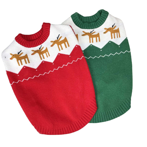 HKM-9943229 Knit Wool Sweater for Dogs - Autumn and Winter Red & Green Christmas Design