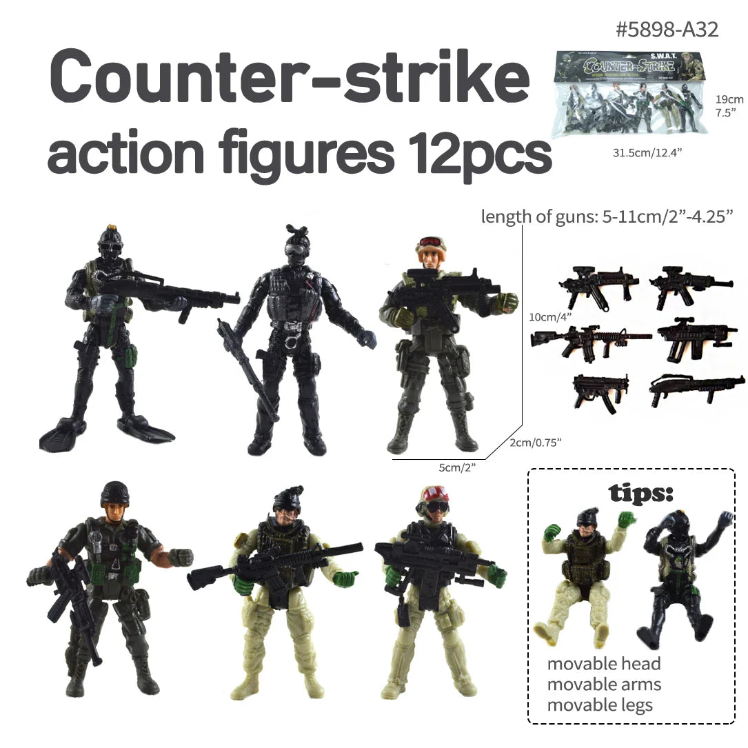 HKM-994323 Moveable Military Action Figure Set with Accessories