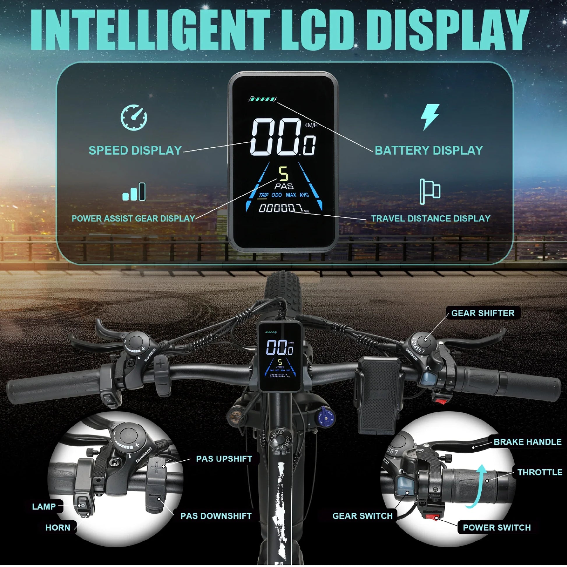 HKM-994515 2000W Electric Mountain Bike with Dual Motor, 26-Inch Full Suspension, 48V 23Ah Lithium Battery