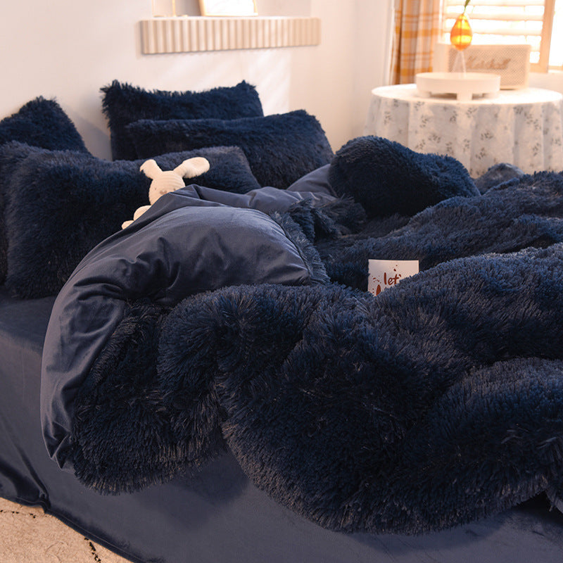 HKM-994515 Crystal Velvet Four-Piece Bedding Set in Personalized Fashion Style