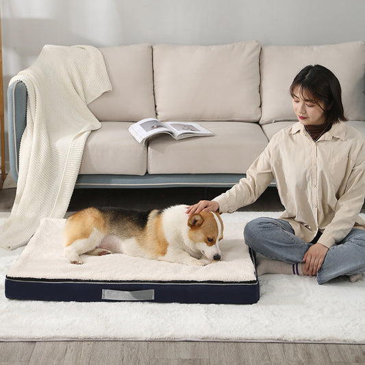 HKM-9947069 Plush Memory Foam Dog Bed with Removable Washable Cover - Nonslip Egg Kennel Pad for Large Dogs and Cats
