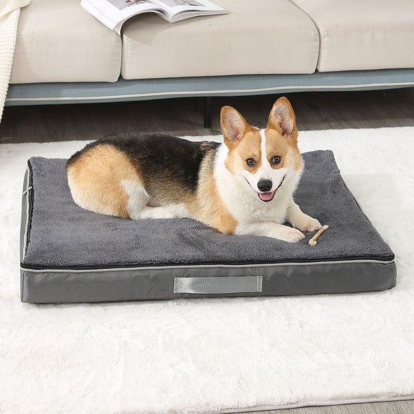 HKM-9947069 Plush Memory Foam Dog Bed with Removable Washable Cover - Nonslip Egg Kennel Pad for Large Dogs and Cats