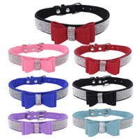 HKM-9947197 Rhinestone Bling Suede Dog and Cat Collar with Leash Set