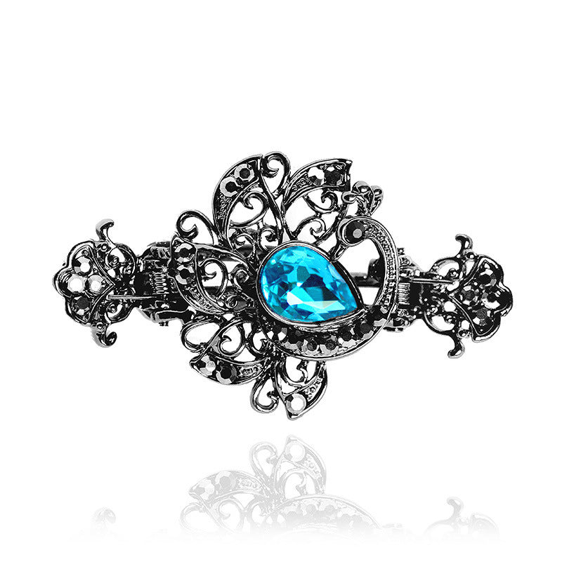 HKM-994771 Vintage Flower Alloy Hair Accessories with White Crystal Accents