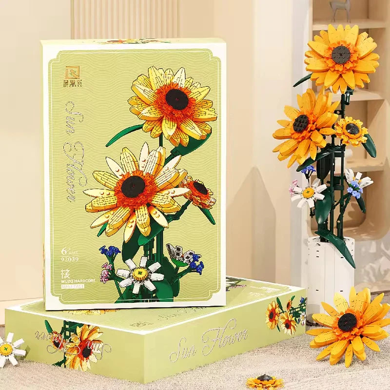 HKM-994835 Sunflower Building Blocks Toy Set for Creative Flower Decoration - 50 Pieces