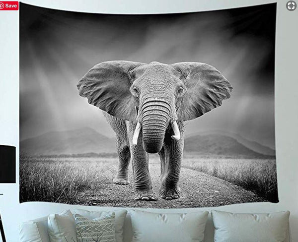 HKM-994899 Elephant Design Polyester Tapestry for European-Inspired Decor