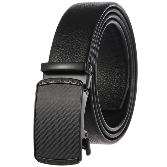 HKM-994899 Men's Automatic Buckle Belt in First Layer Leather, Model LY36-0191-5