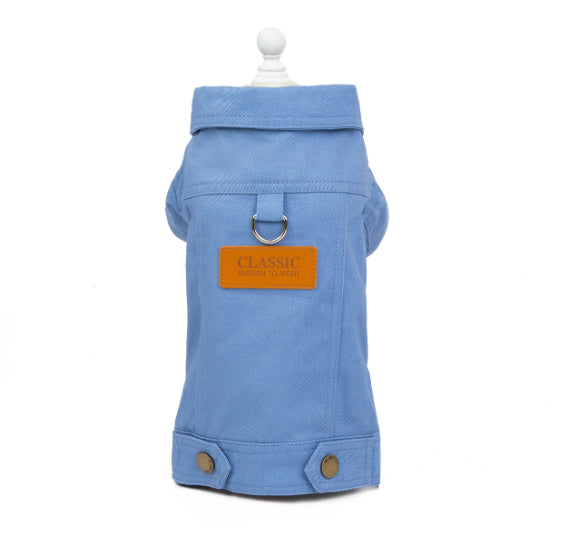 HKM-9949373 Dogcat Casual Autumn Traction Denim Jacket for Pets - Available in Blue, Green, Yellow, Sizes S to 2XL