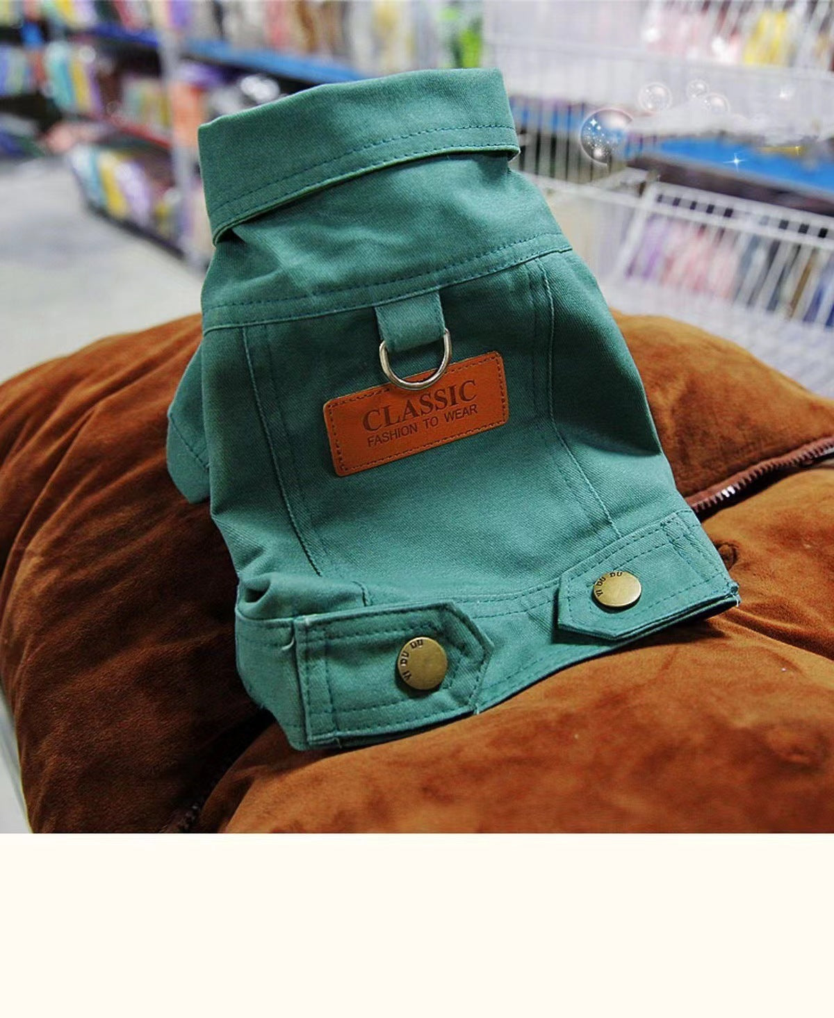 HKM-9949373 Dogcat Casual Autumn Traction Denim Jacket for Pets - Available in Blue, Green, Yellow, Sizes S to 2XL