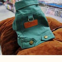 HKM-9949373 Dogcat Casual Autumn Traction Denim Jacket for Pets - Available in Blue, Green, Yellow, Sizes S to 2XL