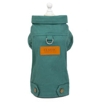 HKM-9949373 Dogcat Casual Autumn Traction Denim Jacket for Pets - Available in Blue, Green, Yellow, Sizes S to 2XL