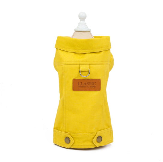 HKM-9949373 Dogcat Casual Autumn Traction Denim Jacket for Pets - Available in Blue, Green, Yellow, Sizes S to 2XL