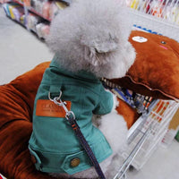 HKM-9949373 Dogcat Casual Autumn Traction Denim Jacket for Pets - Available in Blue, Green, Yellow, Sizes S to 2XL