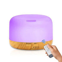 HKM-994963 Wood Grain Remote Control Humidifier with LED Aroma Lamp and 7 Color Lights