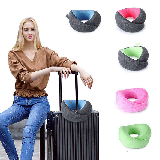 HKM-995027 U-Shaped Memory Foam Travel Pillow with Spandex Fabric - Comfortable Support in Various Colors