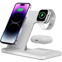 HKM-995219 Three-in-One Wireless Charger with Vertical Bracket and Fast Charging Functionality - Black/White Options Available