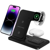 HKM-995219 Three-in-One Wireless Charger with Vertical Bracket and Fast Charging Functionality - Black/White Options Available