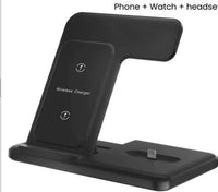 HKM-995219 Three-in-One Wireless Charger with Vertical Bracket and Fast Charging Functionality - Black/White Options Available