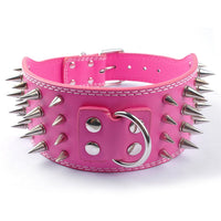 HKM-9952957 Crocodile Pattern PU Leather Adjustable Dog Collar with Nail Spikes, 7.5 cm Wide
