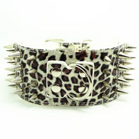 HKM-9952957 Crocodile Pattern PU Leather Adjustable Dog Collar with Nail Spikes, 7.5 cm Wide