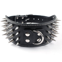 HKM-9952957 Crocodile Pattern PU Leather Adjustable Dog Collar with Nail Spikes, 7.5 cm Wide