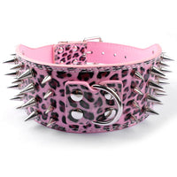 HKM-9952957 Crocodile Pattern PU Leather Adjustable Dog Collar with Nail Spikes, 7.5 cm Wide