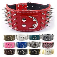 HKM-9952957 Crocodile Pattern PU Leather Adjustable Dog Collar with Nail Spikes, 7.5 cm Wide