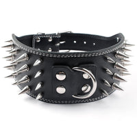 HKM-9952957 Crocodile Pattern PU Leather Adjustable Dog Collar with Nail Spikes, 7.5 cm Wide