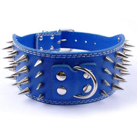 HKM-9952957 Crocodile Pattern PU Leather Adjustable Dog Collar with Nail Spikes, 7.5 cm Wide