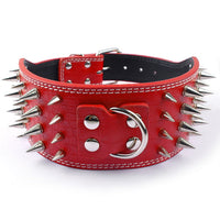 HKM-9952957 Crocodile Pattern PU Leather Adjustable Dog Collar with Nail Spikes, 7.5 cm Wide