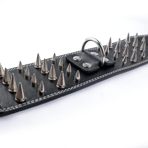 HKM-9952957 Crocodile Pattern PU Leather Adjustable Dog Collar with Nail Spikes, 7.5 cm Wide