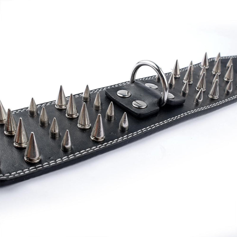 HKM-9952957 Crocodile Pattern PU Leather Adjustable Dog Collar with Nail Spikes, 7.5 cm Wide