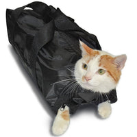 HKM-9953213 Adjustable Cat Grooming Bath Bag for Easy Pet Care - Black 46x24cm 420D PU Oxford Cloth
