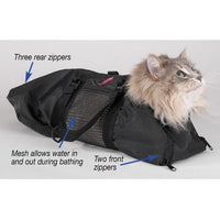HKM-9953213 Adjustable Cat Grooming Bath Bag for Easy Pet Care - Black 46x24cm 420D PU Oxford Cloth