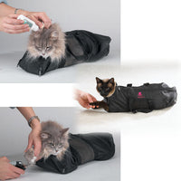 HKM-9953213 Adjustable Cat Grooming Bath Bag for Easy Pet Care - Black 46x24cm 420D PU Oxford Cloth
