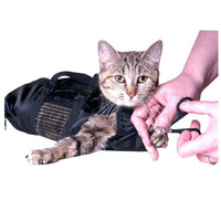 HKM-9953213 Adjustable Cat Grooming Bath Bag for Easy Pet Care - Black 46x24cm 420D PU Oxford Cloth