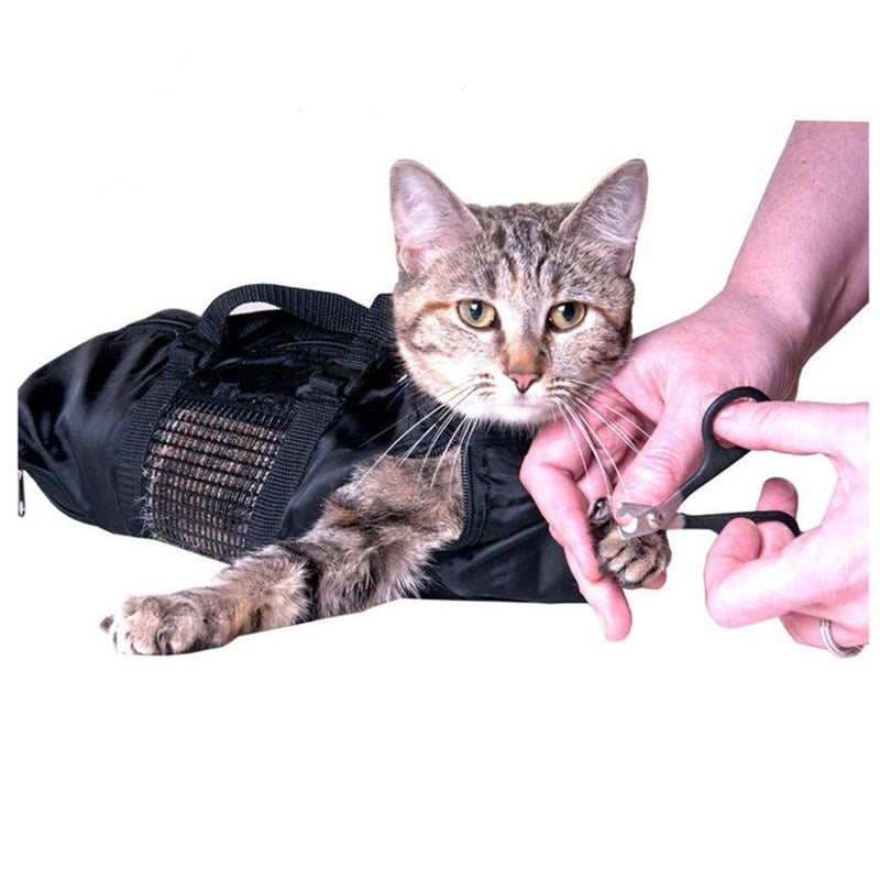 HKM-9953213 Adjustable Cat Grooming Bath Bag for Easy Pet Care - Black 46x24cm 420D PU Oxford Cloth
