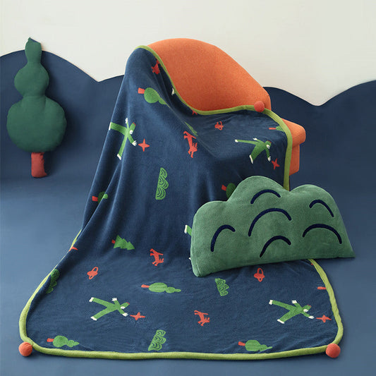 HKM-995347 Giant Dual-Purpose Coral Fleece Pillow Blanket for Cozy Comfort