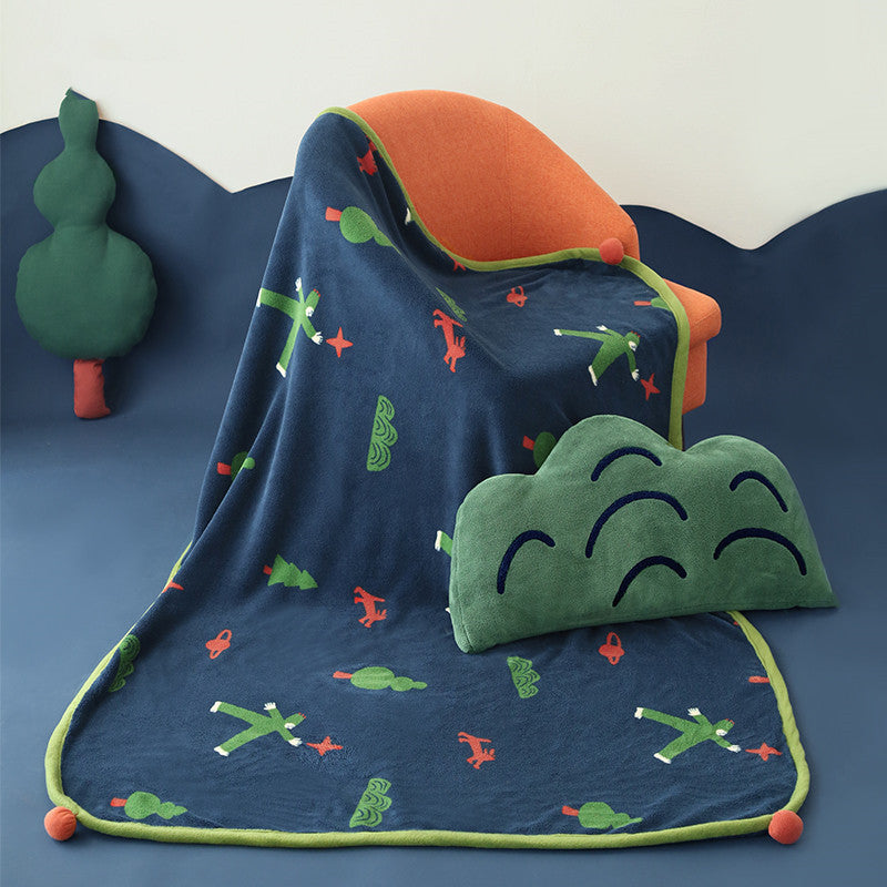 HKM-995347 Giant Dual-Purpose Coral Fleece Pillow Blanket for Cozy Comfort