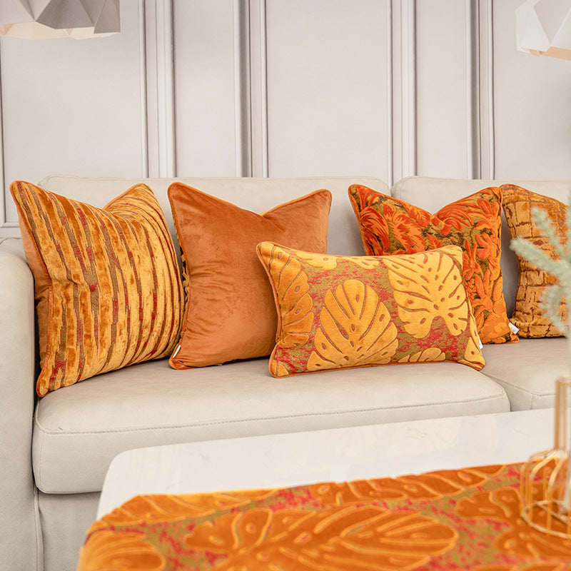 HKM-995411 Luxury Jacquard Velvet Pillowcase in Various Sizes - Soft Polyester for Living Room, Bedroom, Office