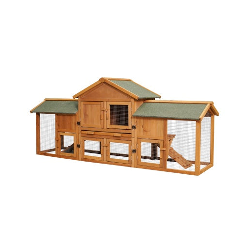 HKM-9954621 Extra-Large Two-Tier Rabbit Cage with Removable Tray and Waterproof Roof for Small Animals