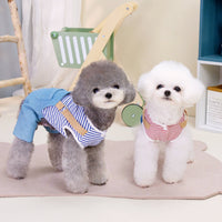 HKM-9955389 Casual Denim Pants for Male Dogs in Red and Blue Stripes – Available in Multiple Sizes
